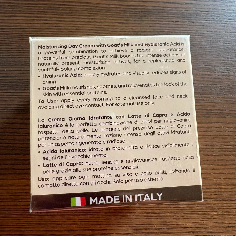 Delfanti Milano Day Cream Unisex 1.7oz White New‎ Goat's Milk Hyaluronic Acid